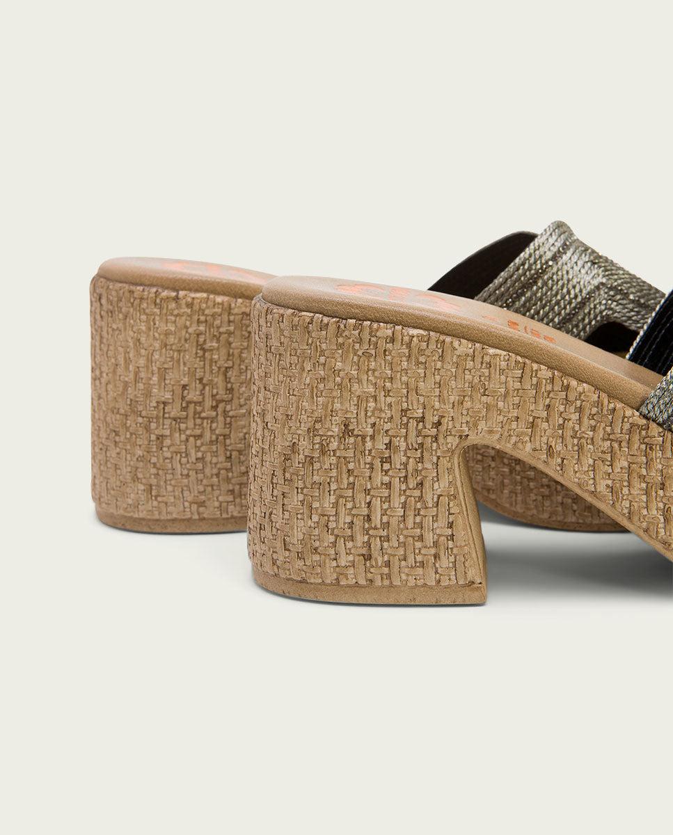 Porronet SANDALIA TACON PIEL TEXTIL PLOMO JAMIE