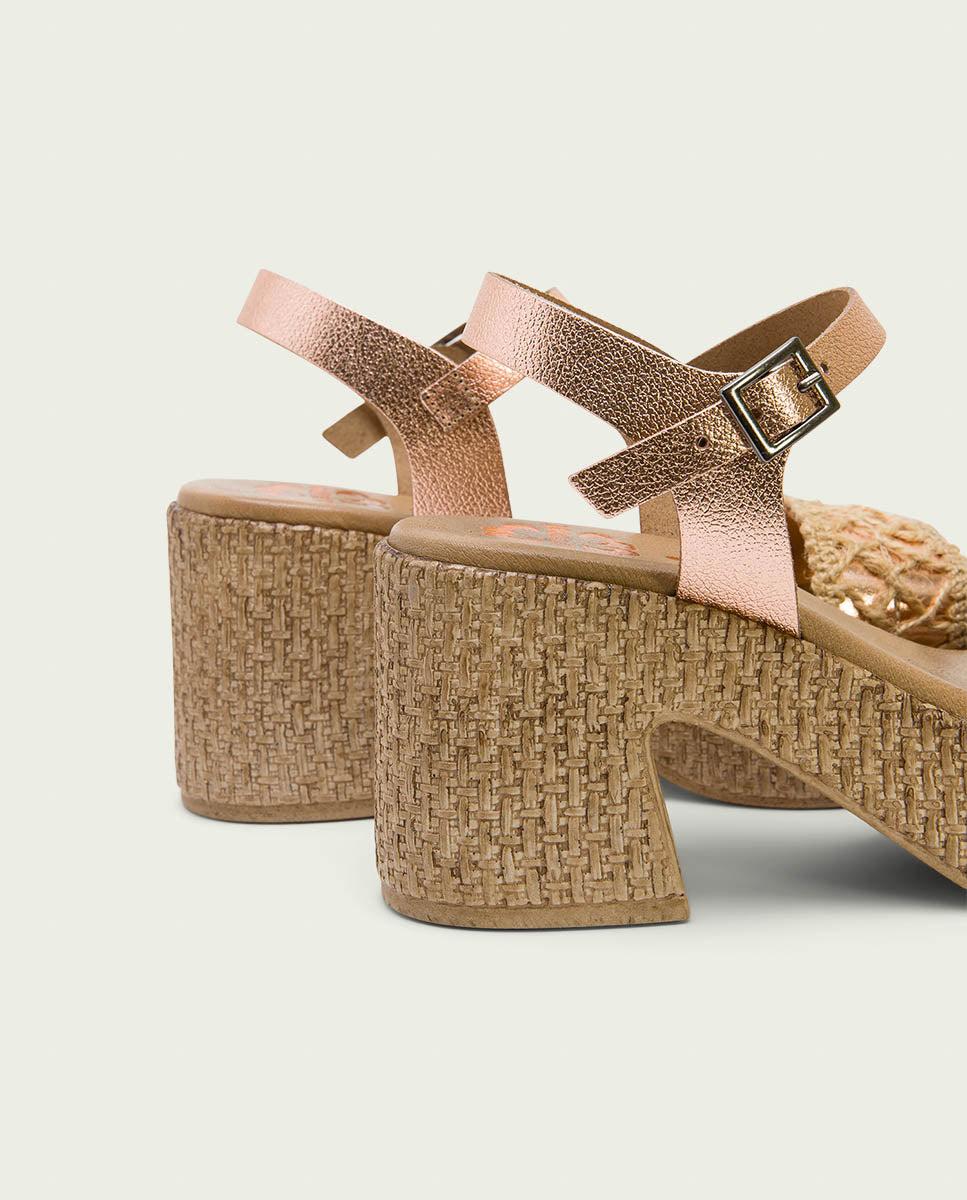 Porronet SANDALIA TACON PIEL Y TEXTIL ROSE JERI