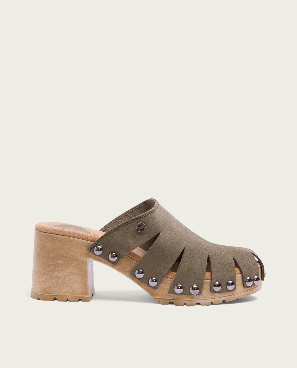 porronet SANDALIA TACÓN SERRAJE KAKI GIA