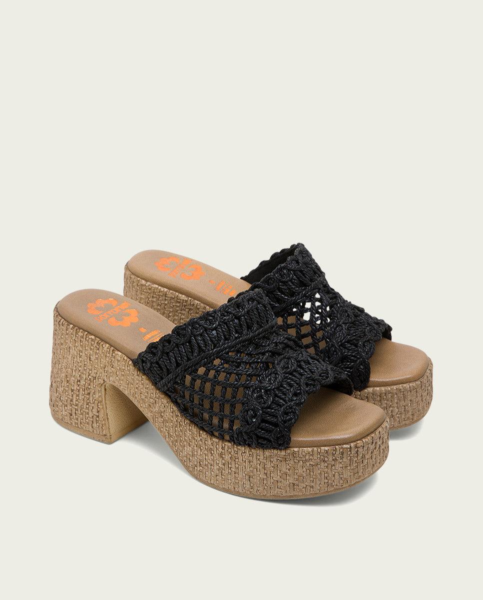 Porronet SANDALIA TACON TEXTIL NEGRA JUDITH