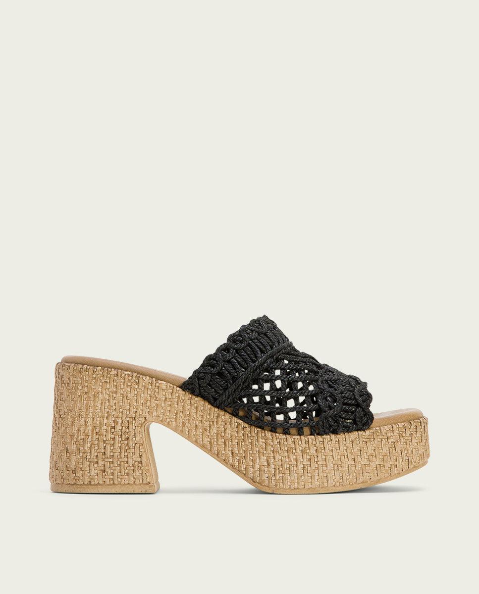 porronet SANDALIA TACON TEXTIL NEGRA JUDITH