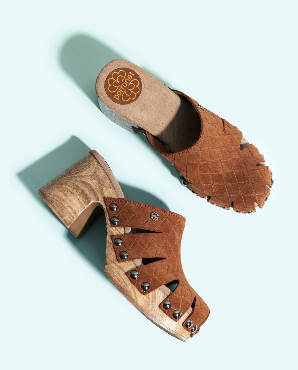 Porronet ZUECO TACÓN SERRAJE CUERO MALLA