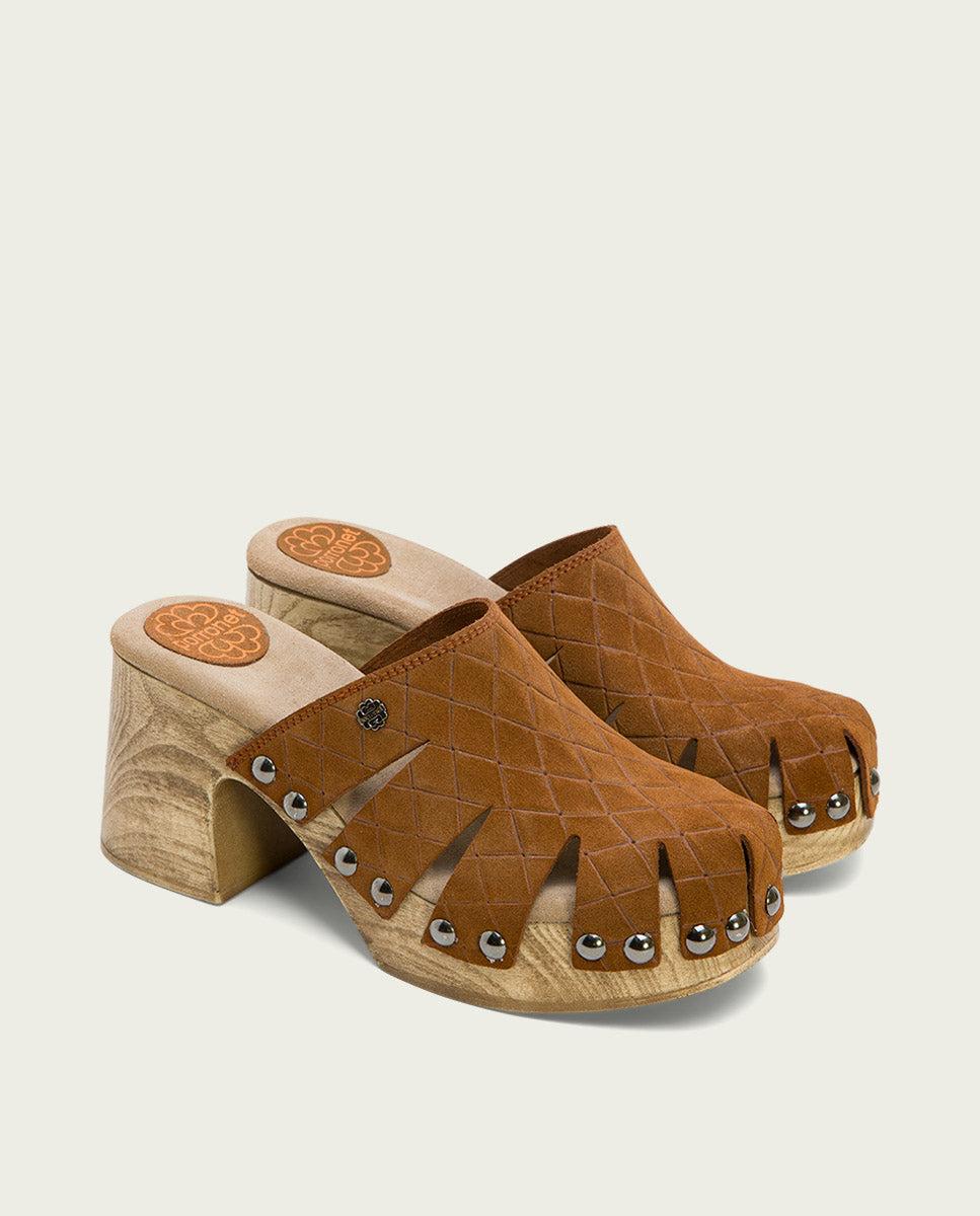 Porronet ZUECO TACÓN SERRAJE CUERO MALLA