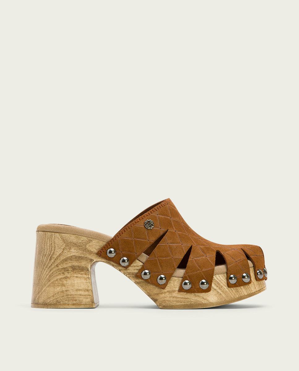 porronet ZUECO TACÓN SERRAJE CUERO MALLA