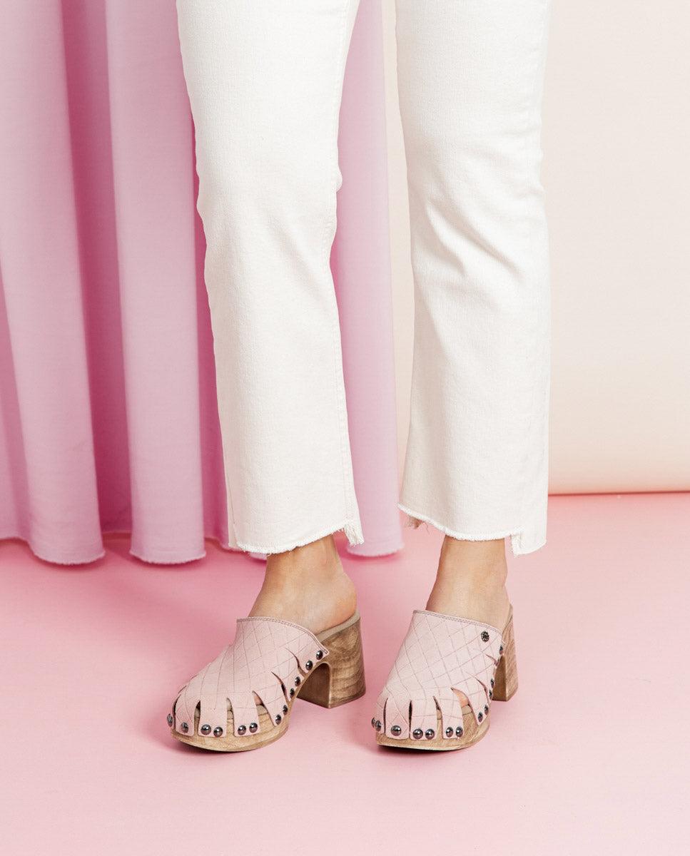 porronet ZUECO TACÓN SERRAJE ROSA MALLA