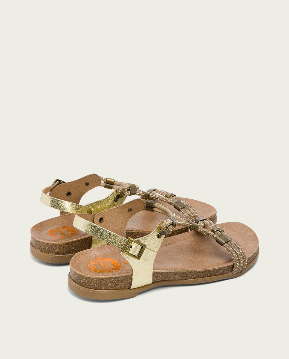 Porronet SANDALIA BIO CON PALA DE BRILLANTES PIEL PLATINO DEMI