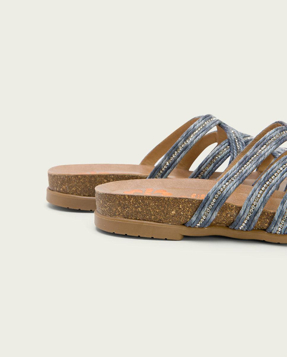 Porronet SANDALIA BIO CON PALA TEXTIL PIEL AZUL DAFNE