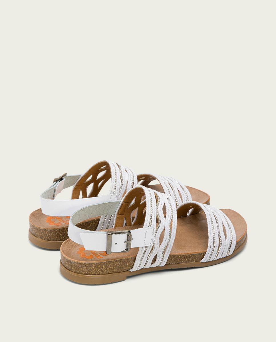 Porronet SANDALIA BIO CON PALA TEXTIL PIEL BLANCA DARLA