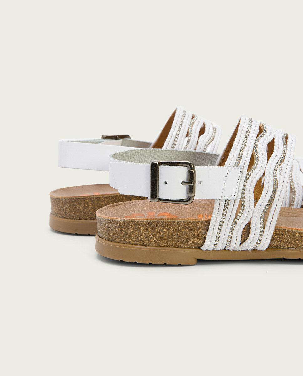 Porronet SANDALIA BIO CON PALA TEXTIL PIEL BLANCA DARLA