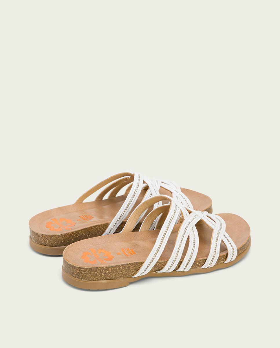 Porronet SANDALIA BIO CON PALA TEXTIL PIEL BLANCO DAFNE