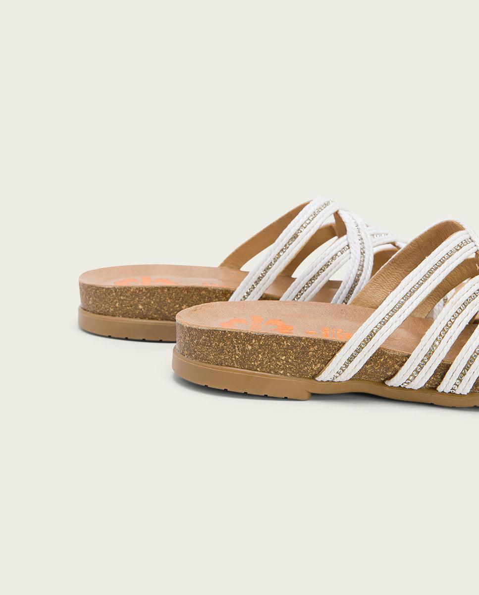 Porronet SANDALIA BIO CON PALA TEXTIL PIEL BLANCO DAFNE