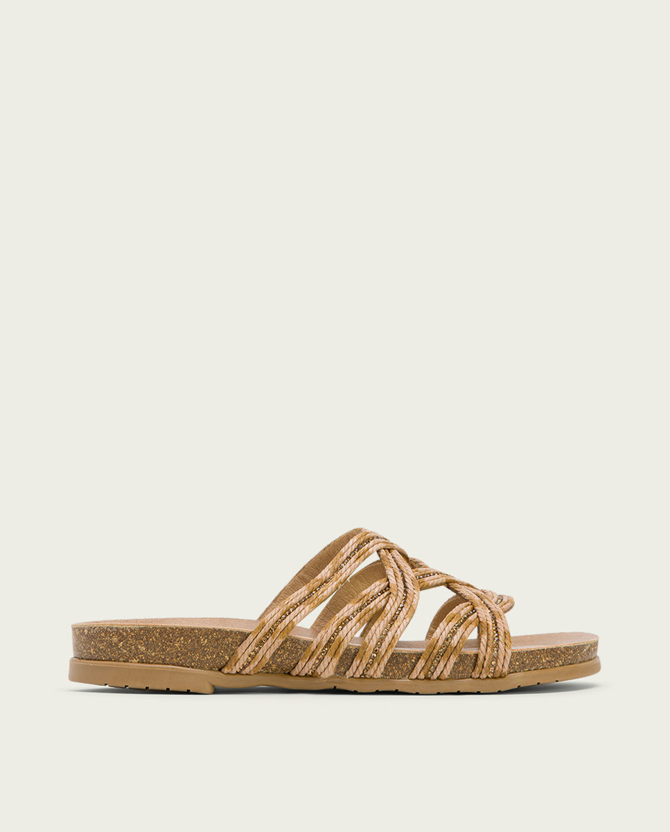 Porronet SANDALIA BIO CON PALA TEXTIL PIEL CUERO DAFNE