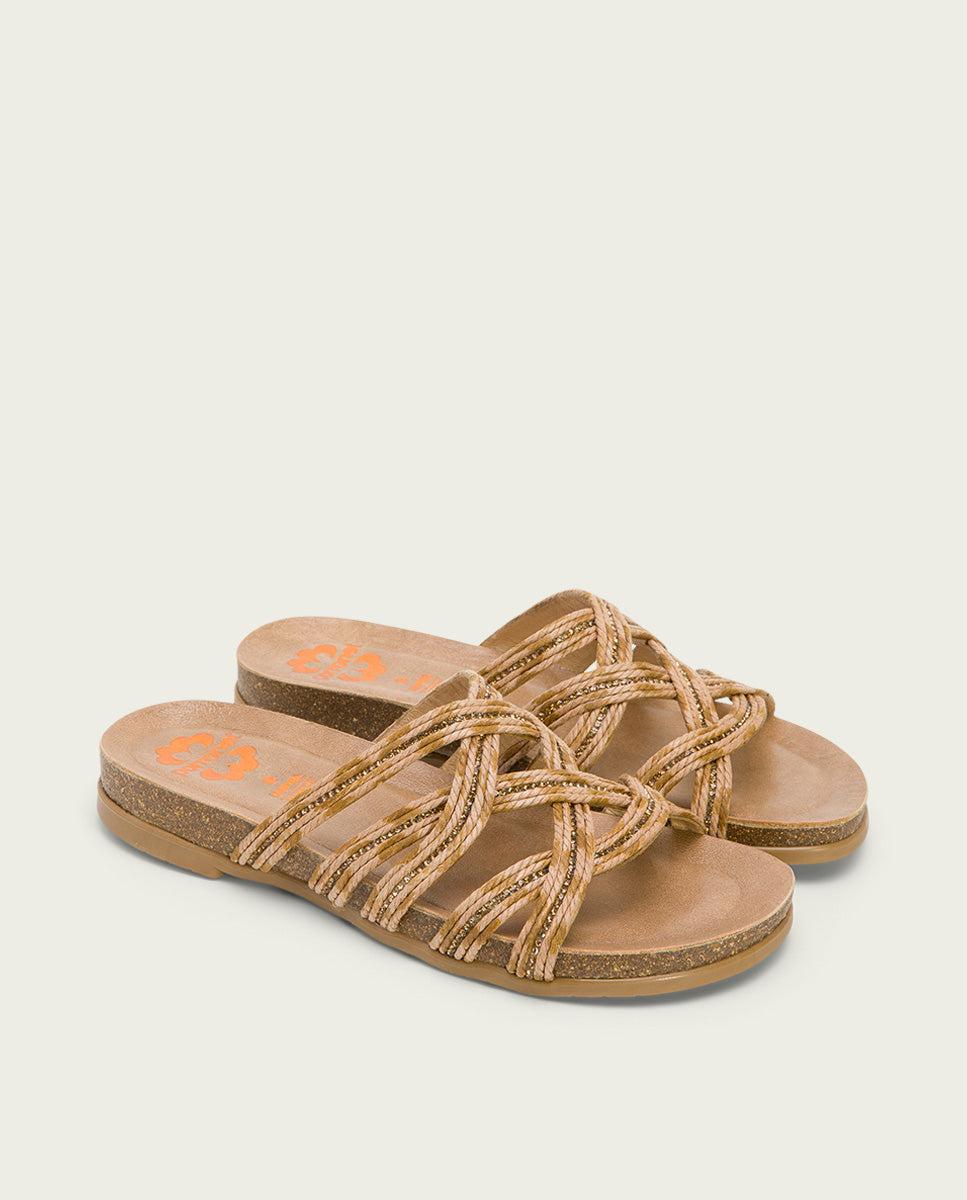 Porronet SANDALIA BIO CON PALA TEXTIL PIEL CUERO DAFNE