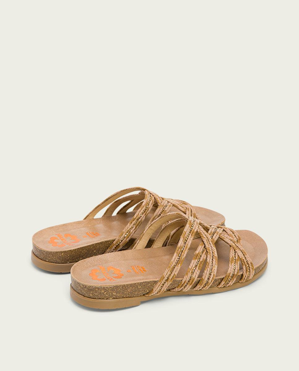 Porronet SANDALIA BIO CON PALA TEXTIL PIEL CUERO DAFNE