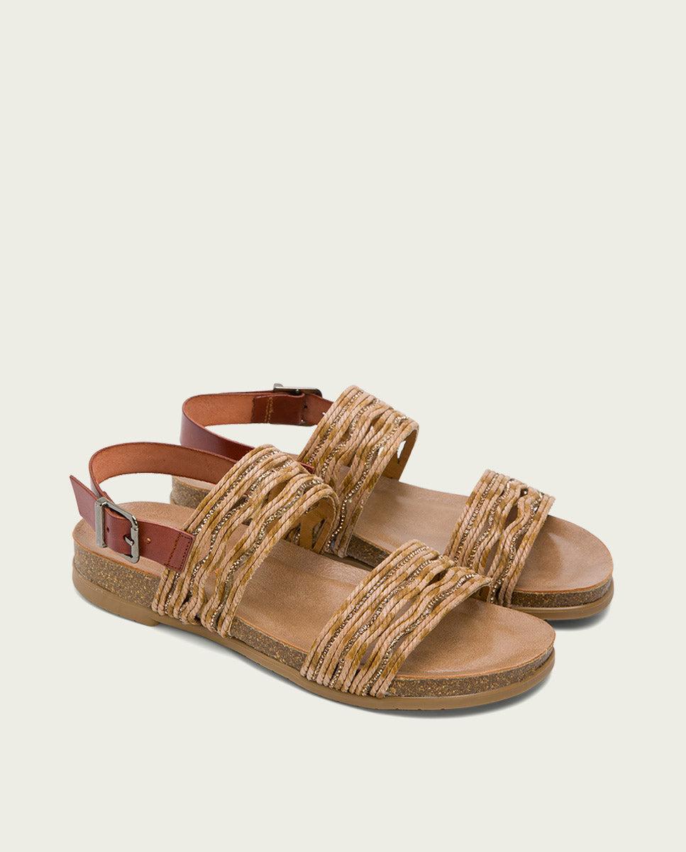 Porronet SANDALIA BIO CON PALA TEXTIL PIEL CUERO DARLA