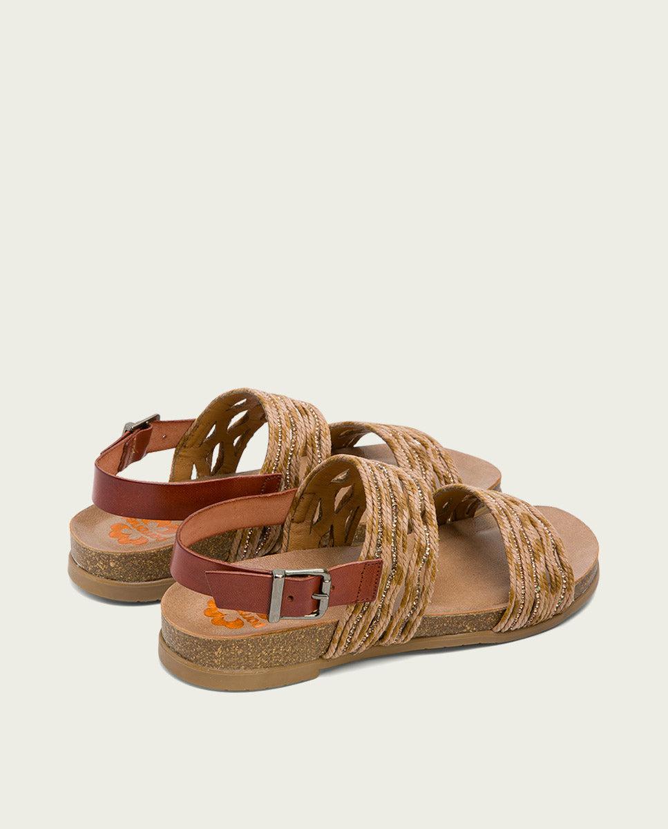 Porronet SANDALIA BIO CON PALA TEXTIL PIEL CUERO DARLA