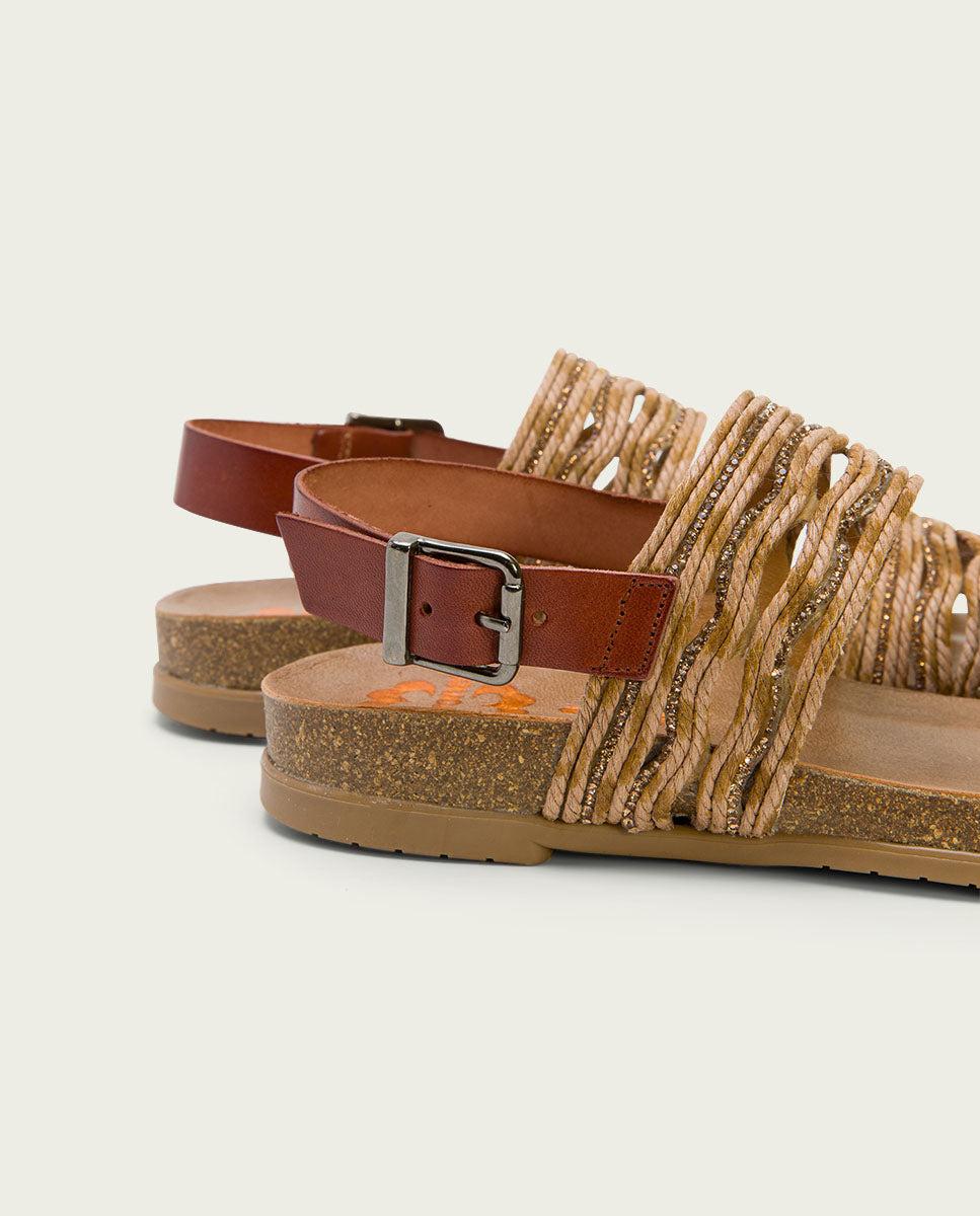 Porronet SANDALIA BIO CON PALA TEXTIL PIEL CUERO DARLA