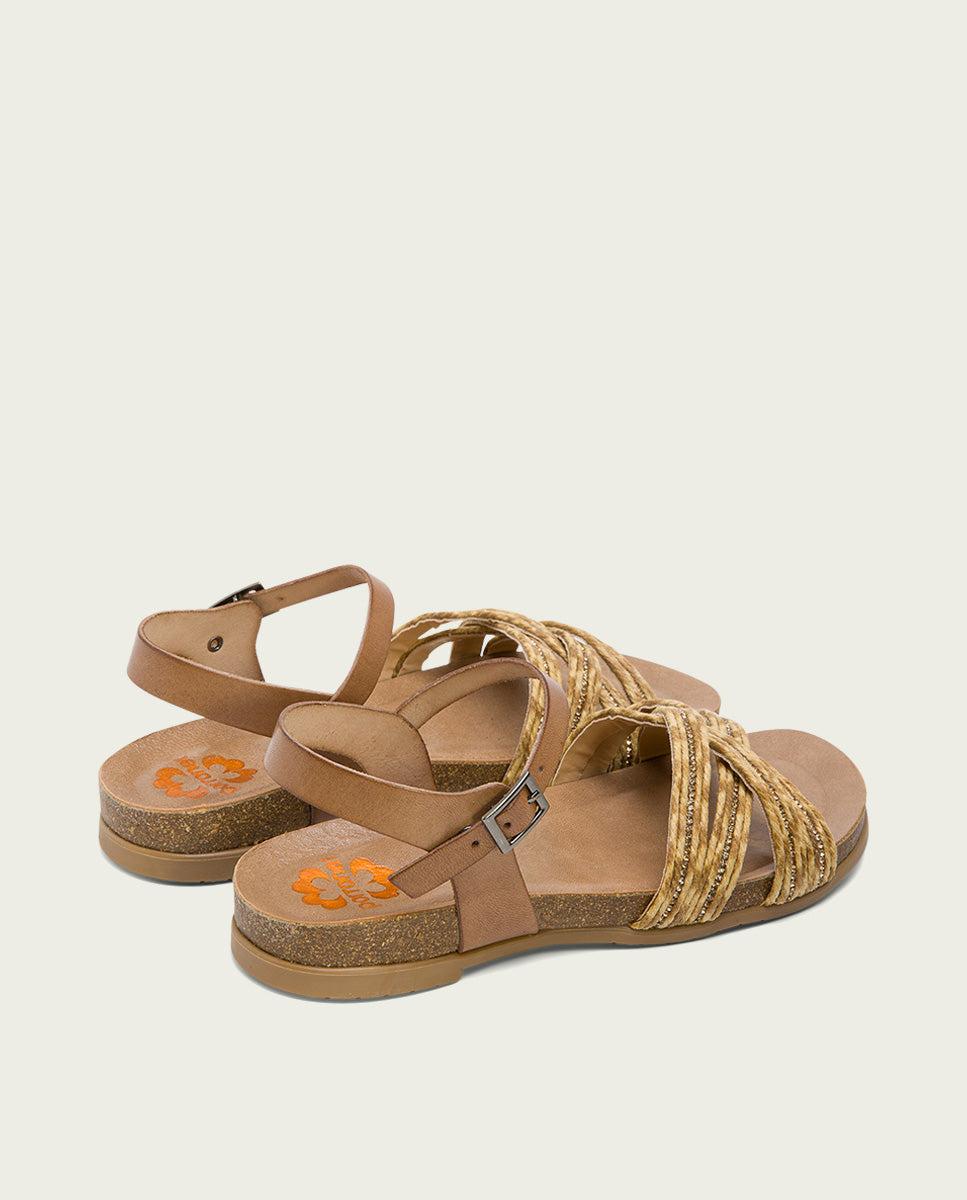 Porronet SANDALIA BIO CON PALA TEXTIL TAUPE NATURAL PIEL DÁNAE