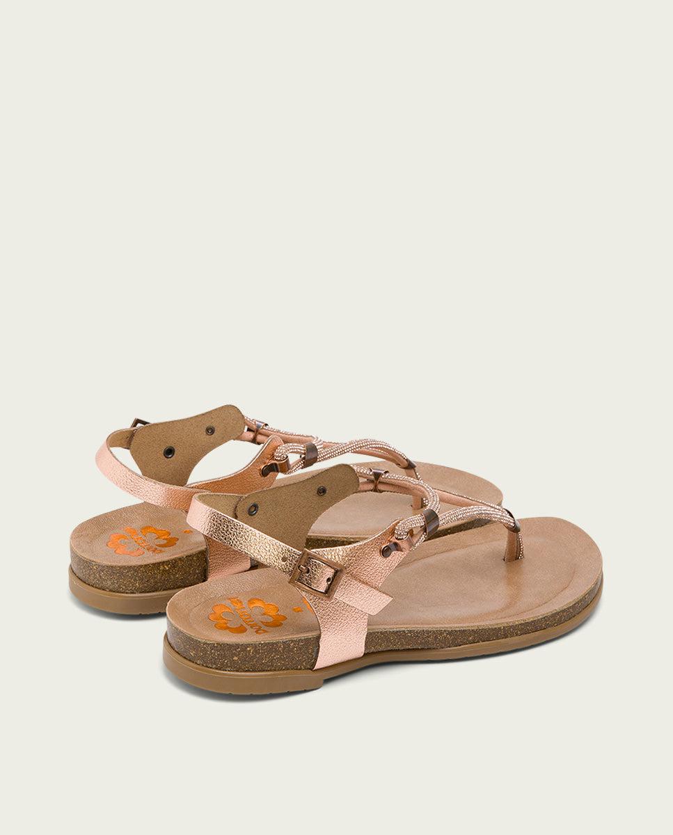 Porronet SANDALIA ESCLAVA BIO CON PALA DE BRILLANTES ROSE PIEL DELTA