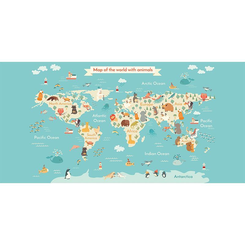 printodecor Alfombra Vinílica Infantil Mapa Animales