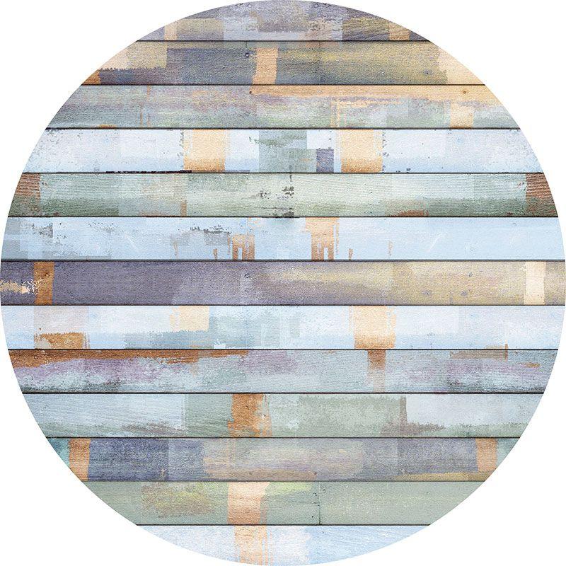 printodecor Alfombra Vinílica Redonda Madera Pintada