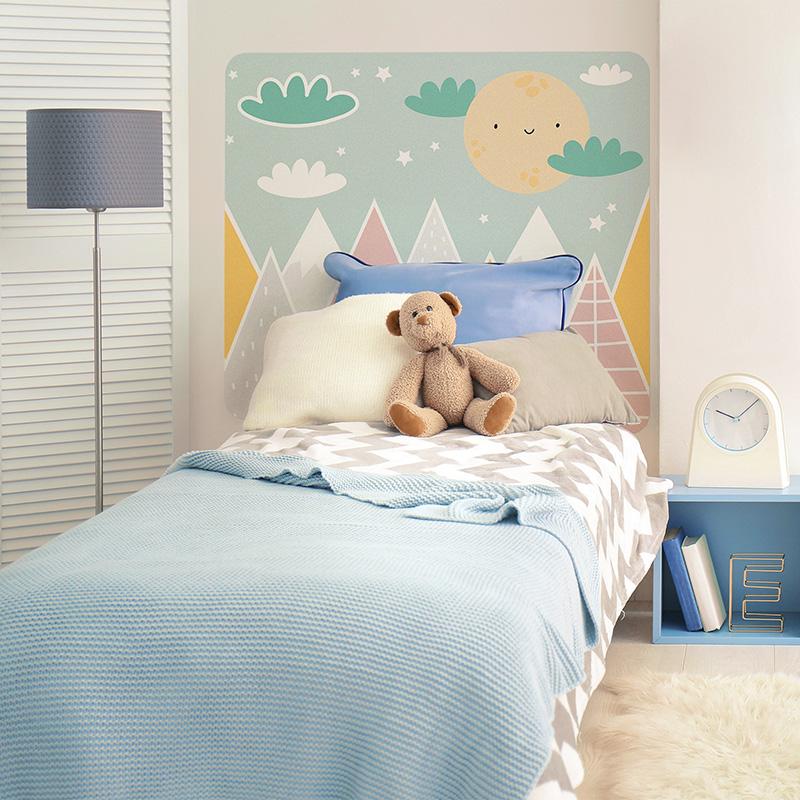 printodecor Cabecero de cama de vinilo Infantil Happy mountains