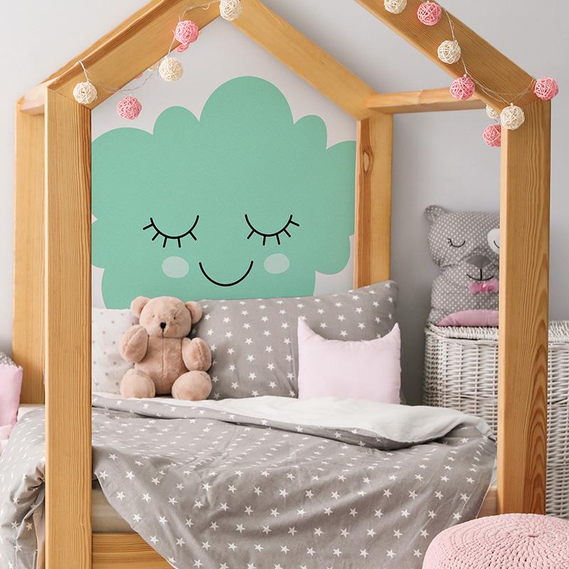 printodecor Cabecero de cama de vinilo Infantil Nube turquesa