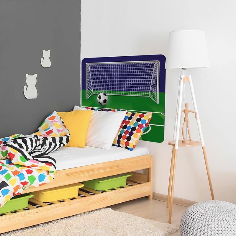 printodecor Cabecero de cama de vinilo Infantil portería de futbol noche