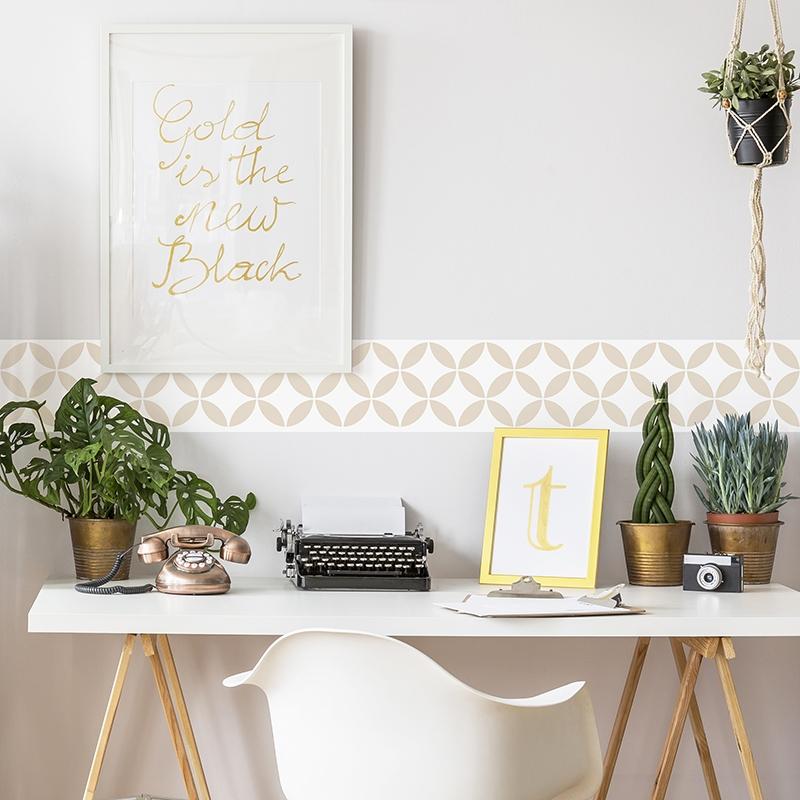 printodecor Cenefa autoadhesiva Gracia Blanco y Beige