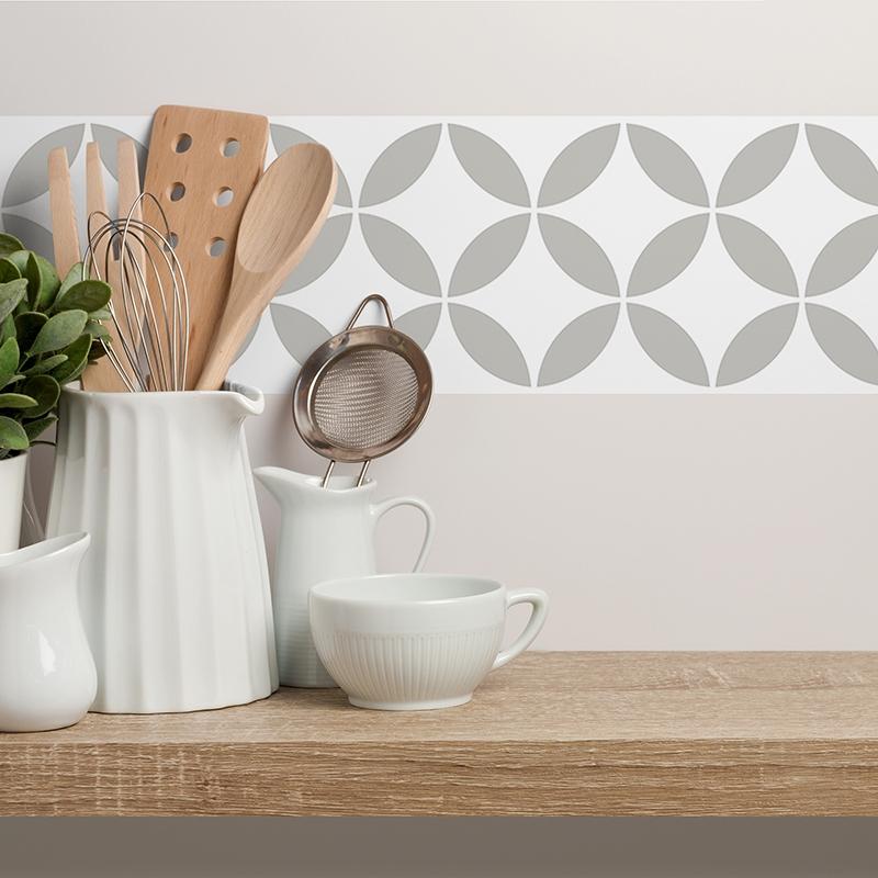 printodecor Cenefa autoadhesiva Gracia Blanco y Gris