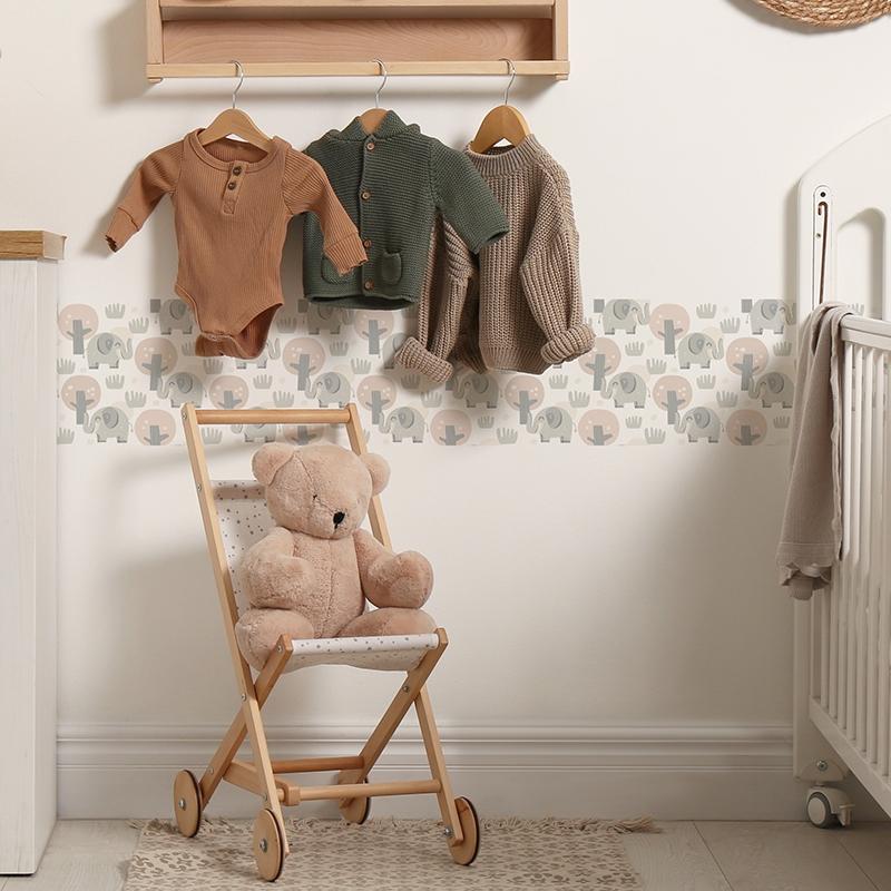 printodecor Cenefa autoadhesiva Infantil Elefantes y Cactus