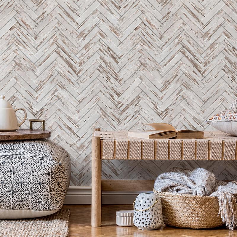 printodecor Papel pintado autoadhesivo Espiga madera desgastada