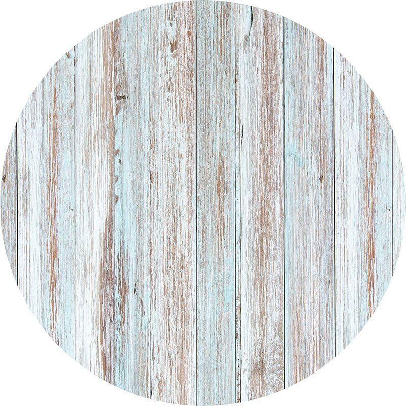 printodecor Alfombra Vinílica Redonda Madera Gris