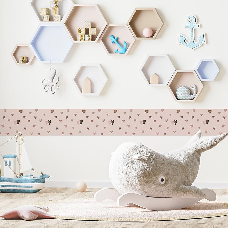 printodecor Cenefa autoadhesiva Infantil Corazones