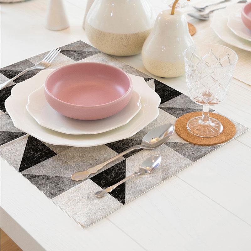 printodecor Set 4 manteles individuales Grey Triangles