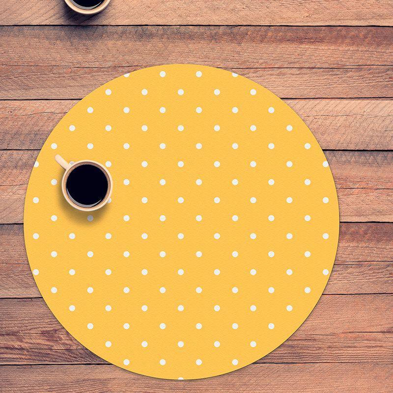 printodecor Set 4 manteles individuales redondos Points Yellow