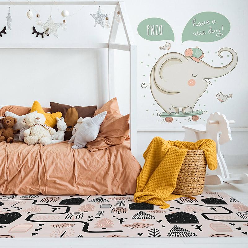 printodecor Vinilo infantil elefante skater personalizado