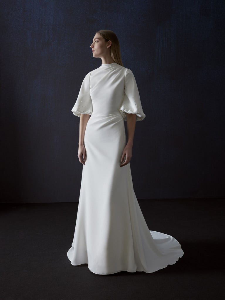 pronovias CONDES | Vestido de novia corte en A drapeado | Atelier Pronovias