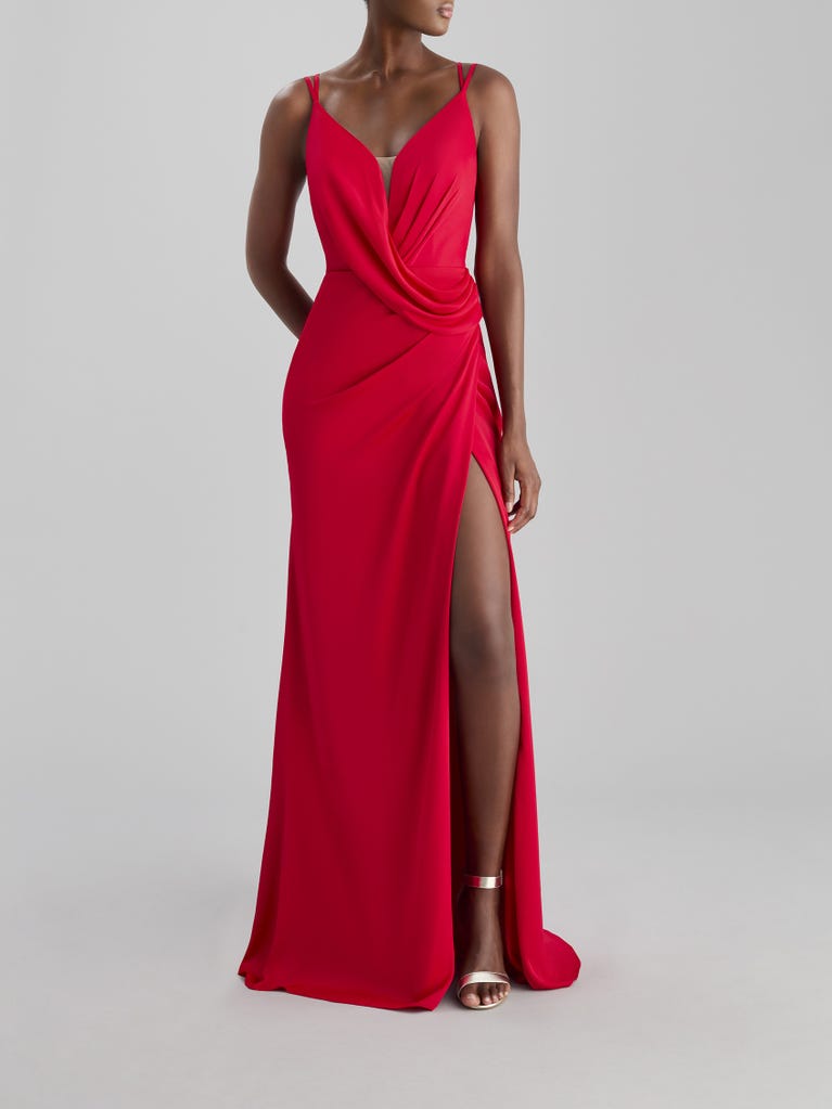 Pronovias DRAPE 2302 | Vestido De Fiesta Sirena Con Escote De Pico | The Party Edit By Pronovias