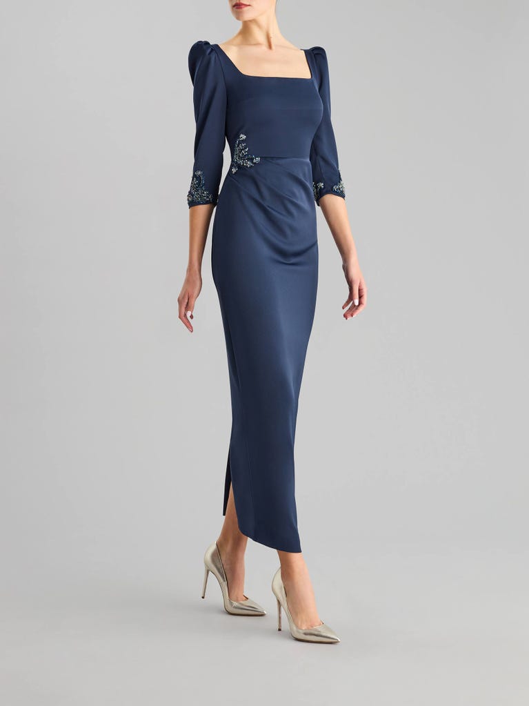 pronovias DRAPE 2428 | Vestido de fiesta recto con escote cuadrado | Pronovias