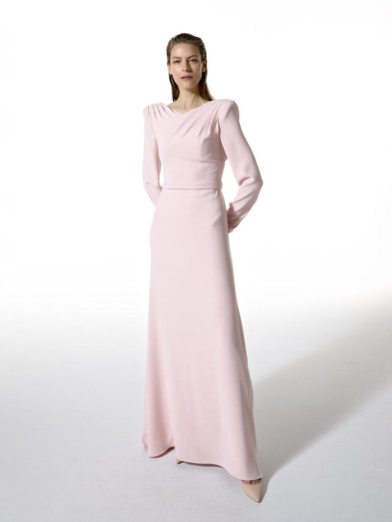 pronovias Drape 2429 | Vestido de fiesta corte en a con escote de pico | Pronovias