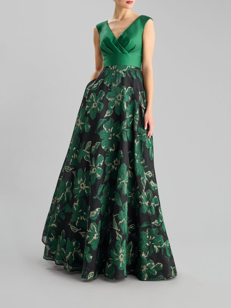 pronovias PRINT 2435 | Vestido de fiesta corte en a con escote de pico | Pronovias