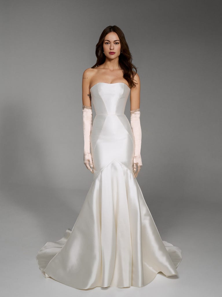 pronovias Vestido de novia en Mikado corte sirena sin tirantes | Pronovias