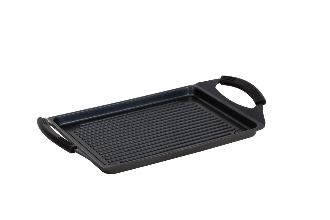 pujadas Black Pro Non-Stick Grill Plate 45 x 27 cm with Handles