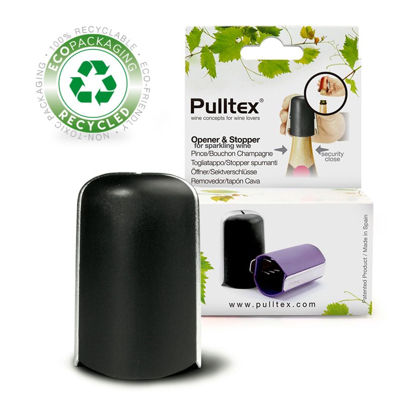 pulltex Abridor y Tapón de Cava Negro
