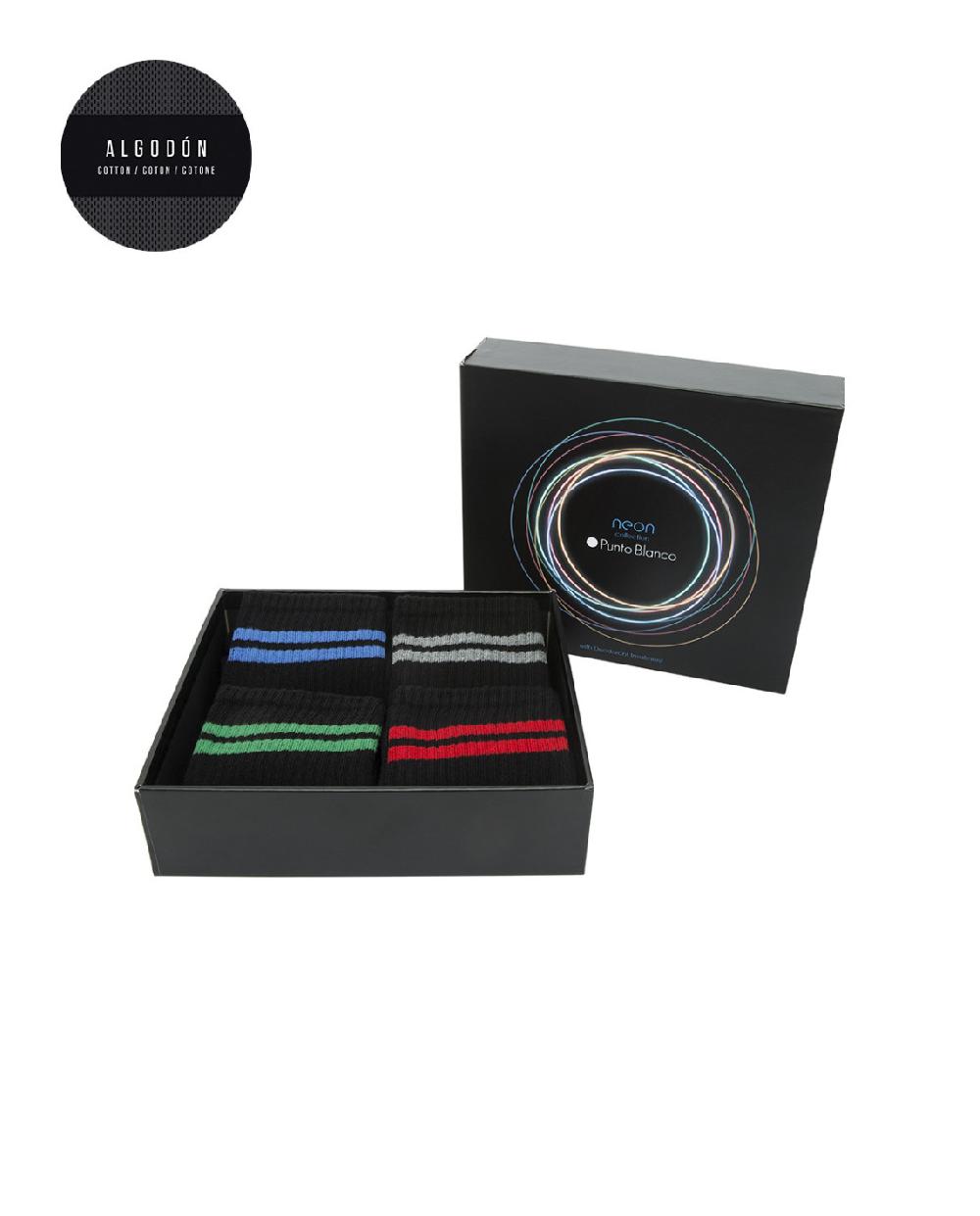 punto blanco Caja de 4 calcetines de algodón - puño americano