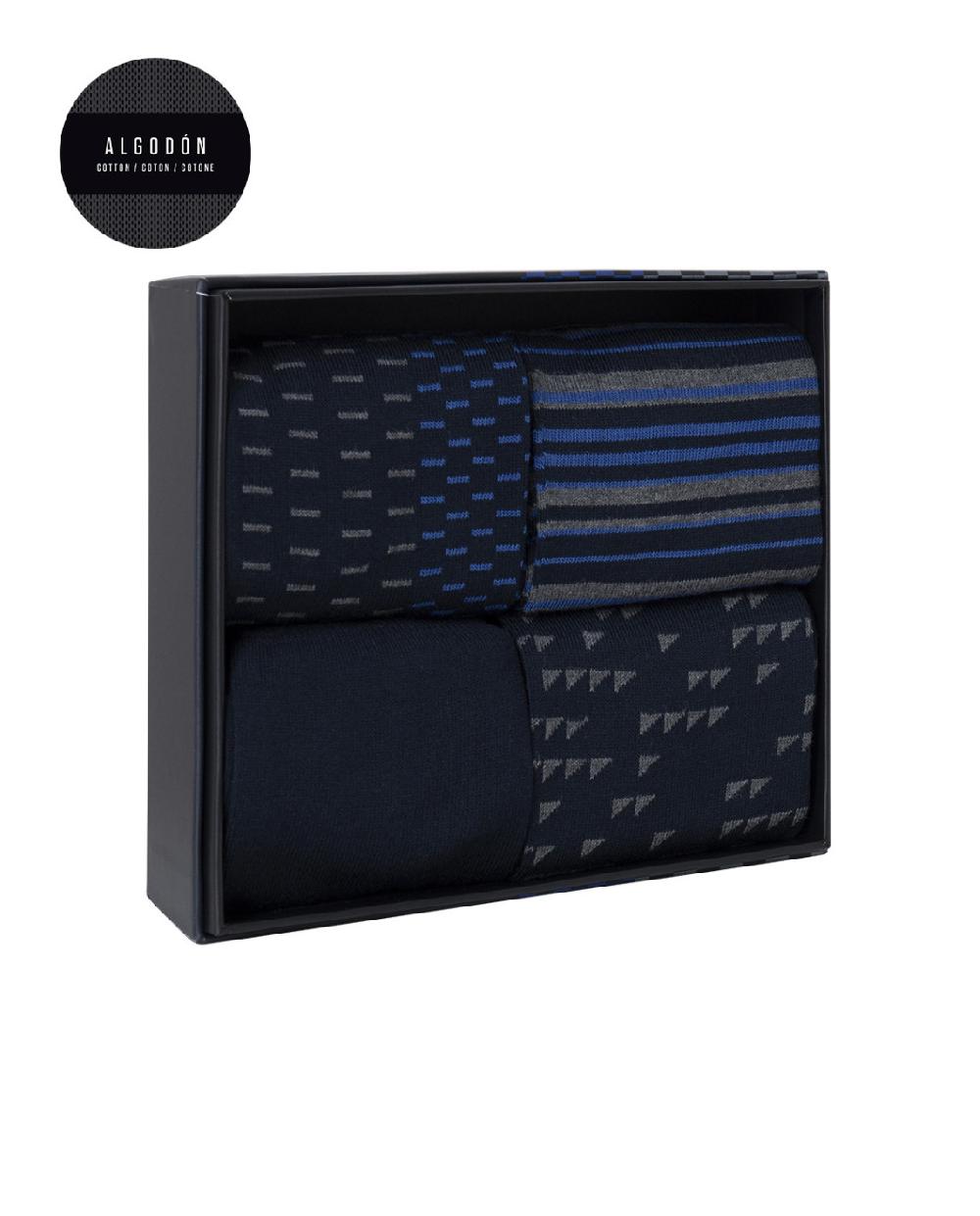 punto blanco Caja de 4 pares de calcetines de algodón - Blue