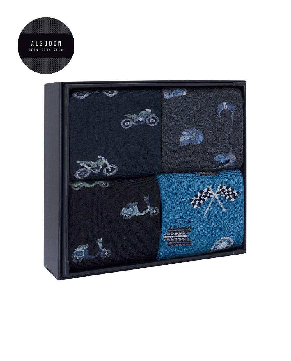 punto blanco Caja de 4 pares de calcetines de algodón - Motos