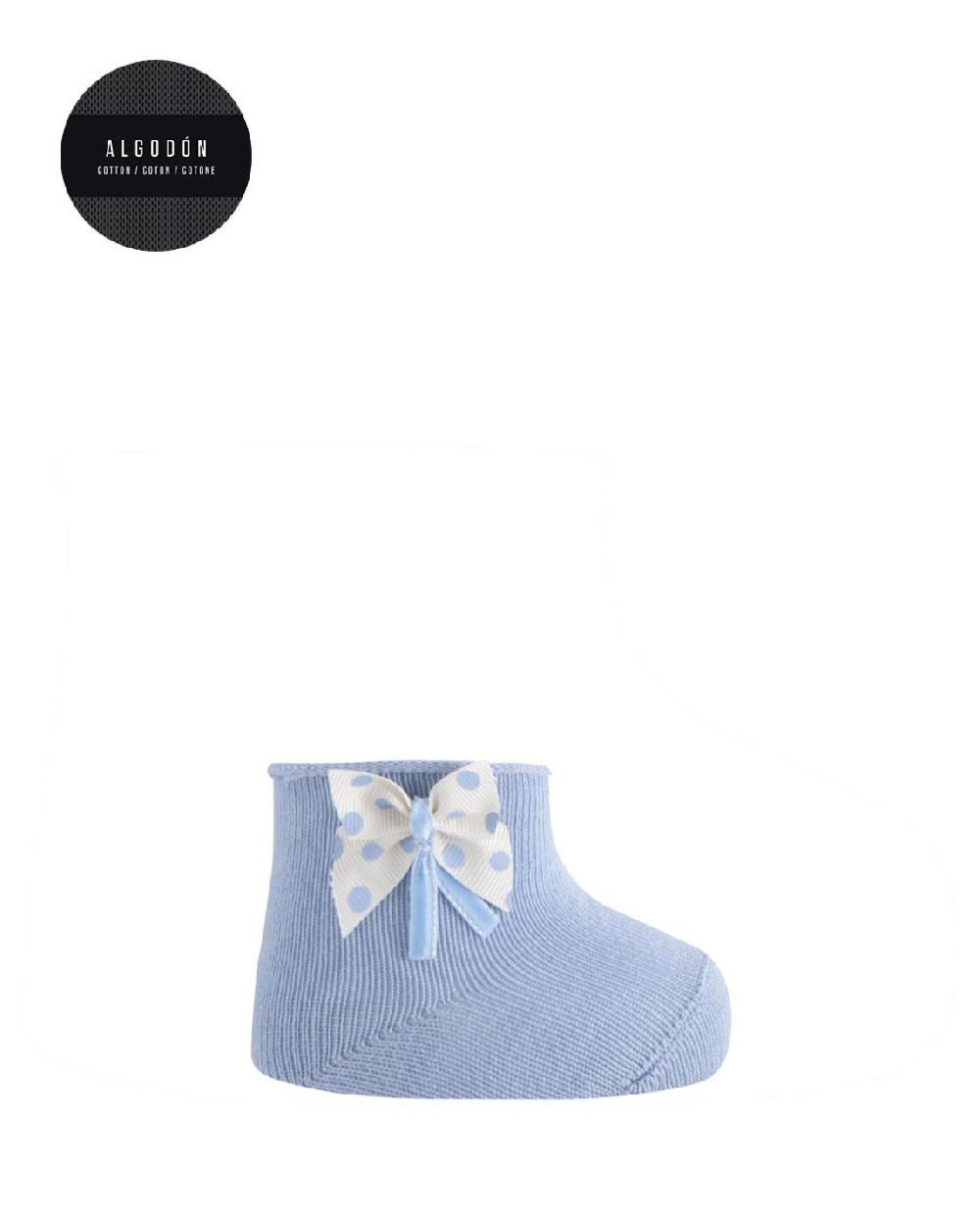 punto blanco Calcetines de algodón con puño roulé y aplique