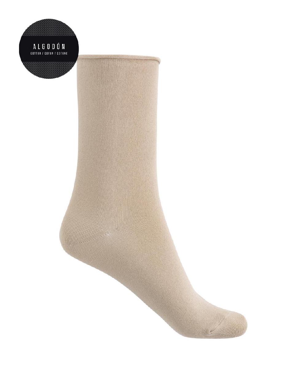punto blanco Calcetines de algodón lisos con puño roulé